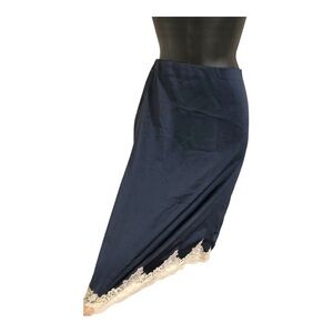 Abercrombie &‎ Fitch navy blue cream lace trim satin effect skirt size small new